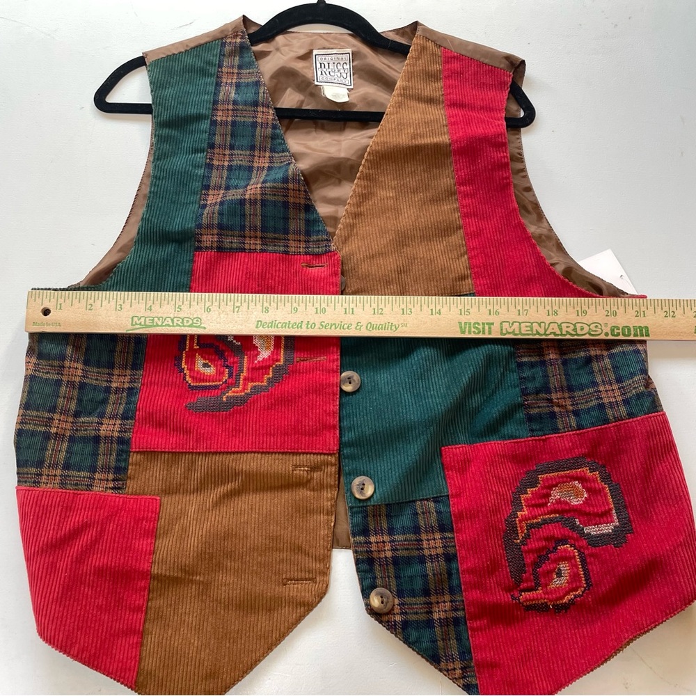 Vintage 90s Paisley Corduroy Vest Cottagecore Academia L - Picture 8 of 9